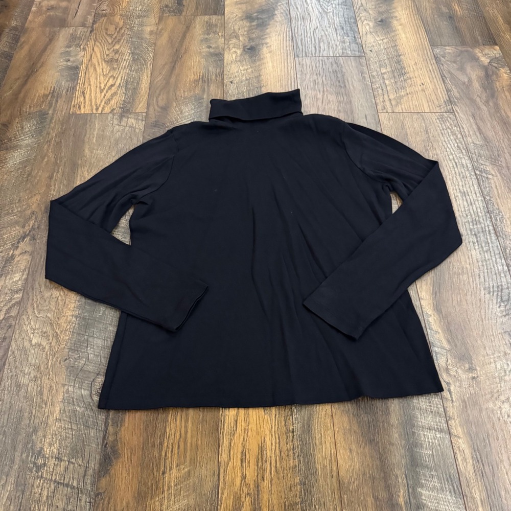 L.L. Bean Black Supima Cotton Turtleneck Long Sleeve Top Solid Basic Layering M